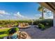 Picturesque backyard boasting a stylish fire pit, providing a cozy and inviting outdoor gathering space with manicured landscaping at 1617 E Copper Holw, Queen Creek, AZ 85140