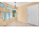 Breakfast nook with tile flooring, yellow walls, and bright blue curtains at 8874 W Piute Ave, Peoria, AZ 85382