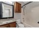 Bathroom with granite vanity and shower-tub combination at 10775 E Peralta Canyon Dr, Gold Canyon, AZ 85118