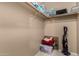 Well-organized closet with shelving, storage bins, and a vacuum cleaner at 1268 N Pine St, Gilbert, AZ 85233