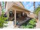 Back patio with covered seating area, custom design, and planter boxes at 4912 W Marco Polo Rd, Glendale, AZ 85308