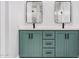 Stylish bathroom vanity with double sinks, modern black fixtures, and ample storage at 5499 E Red Bird Ln, San Tan Valley, AZ 85140