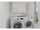 Convenient laundry room with modern washer and dryer, plus overhead storage at 18206 N 45Th Ave, Glendale, AZ 85308
