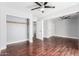 Neutral bedroom boasts hardwood floors and ample natural light at 2230 N Los Alamos --, Mesa, AZ 85213
