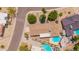 Backyard aerial view featuring a well maintained yard, patio area, and sparkling blue pool at 2234 E Lawrence Rd, Phoenix, AZ 85016