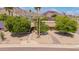 Eye-level front yard showcasing the desert landscape and an inviting entrance with palm trees at 2234 E Lawrence Rd, Phoenix, AZ 85016