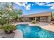 Backyard view of the pool and outdoor kitchen area, set against desert landscaping at 5077 E Lonesome Trl, Cave Creek, AZ 85331
