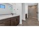 Modern bathroom featuring sleek vanity, a shower, and contemporary fixtures at 6722 N 9Th Dr, Phoenix, AZ 85013