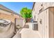 Side yard featuring storage units and AC compressor at 2383 E Zion Way, Chandler, AZ 85249