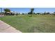 Large green lawn area and community playground with shade canopies and walking path at 3633 W Redfield Rd, Phoenix, AZ 85053