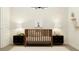 Bedroom featuring stylish crib, patterned rug and tasteful decor at 4642 E Topaz Dr, San Tan Valley, AZ 85143