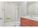 Bright bathroom features a shower-tub combination and a stylish 'Paris' themed shower curtain at 16 W Encanto Blvd # 26, Phoenix, AZ 85004