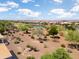 Aerial community view with lush landscaping, a tranquil pond, and multiple homes with power lines in background at 21532 N 262Nd Ln, Buckeye, AZ 85396