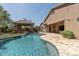 Inviting backyard pool with a covered outdoor living area perfect for entertaining and relaxation on a sunny day at 27421 N 22Nd Ln, Phoenix, AZ 85085