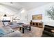 Bright, open-concept living room features stylish furnishings, a modern design, and seamless flow into the adjacent kitchen and dining areas at 2982 S Holguin Way, Chandler, AZ 85286