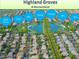 Aerial view of the community featuring lakes, BBQ areas, parks, and basketball courts at 4258 E Lexington Ave, Gilbert, AZ 85234