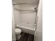 Compact bathroom featuring a shower-tub combination and sleek fixtures at 4850 E Desert Cove Ave # 241, Scottsdale, AZ 85254