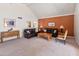 Spacious living room featuring a vaulted ceiling and cozy seating arrangements at 6931 E Pershing Ave, Scottsdale, AZ 85254