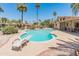 Backyard pool featuring a diving board and desert landscaping at 6931 E Pershing Ave, Scottsdale, AZ 85254