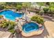 Lush backyard with a serene pool, rock waterfall, and lush landscaping creating a private outdoor escape at 11124 N 138Th Way, Scottsdale, AZ 85259