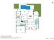 Overhead floor plan showcasing the layout of the home's living spaces, bedrooms, and outdoor patio with pool at 12605 E Kalil Dr, Scottsdale, AZ 85259
