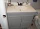 Bathroom featuring a modern gray vanity with granite countertops and black hardware at 1333 N Higley Rd # 7, Mesa, AZ 85205