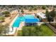 Aerial view of a large swimming pool with slides, diving board and shaded seating at 19013 N 18Th Ave, Phoenix, AZ 85027
