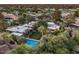Gorgeous aerial view of an estate featuring a sparkling pool, lush landscaping, and well-manicured grounds at 8022 N Ironwood Dr, Paradise Valley, AZ 85253