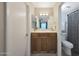Well-lit bathroom featuring vanity, mirror, and direct access to the shower and toilet at 850 S River Dr # 1047, Tempe, AZ 85281