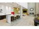 Open lobby with a view of the lounge area, featuring a modern island, fireplace, and unique decor at 3131 N Central Ave # 3009, Phoenix, AZ 85012