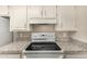 Well-maintained kitchen featuring granite countertops and a clean white electric range and cabinetry at 461 W Holmes Ave # 360, Mesa, AZ 85210