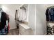 Walk-in closet featuring ample hanging space and a built-in dresser for storage at 5460 S Dillon Cir, Mesa, AZ 85212
