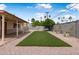 The artificial turf backyard has a covered patio and stone pavers at 7250 E Mckellips Rd, Scottsdale, AZ 85257