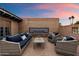 Tranquil patio space with stylish furniture, a soothing water feature, and plenty of natural light at 8035 E Paraiso Dr, Scottsdale, AZ 85255