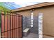 Modern outdoor shower with rainfall showerhead and tiled bench at 10261 W Foothill Dr, Peoria, AZ 85383