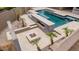 Inviting pool area with a fire pit, outdoor kitchen, and water features surrounded by desert landscaping at 10261 W Foothill Dr, Peoria, AZ 85383