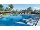 Community pool with lounge chairs, palm trees, and a modern pool house at 1865 N 141St Ave, Goodyear, AZ 85395