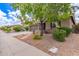 The home features desert landscaping, an inviting entryway, and a beautiful shade tree at 2111 E Yellowstone Pl, Chandler, AZ 85249