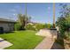 A beautifully landscaped backyard with artificial grass and a modern, elevated hot tub feature at 2611 E Cheryl Dr, Phoenix, AZ 85028