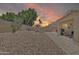 Large backyard with desert landscaping, mature trees, covered patio, and block wall at 15470 W Mauna Loa Ln, Surprise, AZ 85379