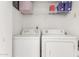 Bright laundry area featuring a white washer and dryer with shelf storage at 2941 N Oregon St # 12, Chandler, AZ 85225