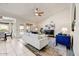 Bright living room featuring vaulted ceilings and stylish contemporary decor at 5710 E Anderson Dr, Scottsdale, AZ 85254