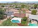 Beautiful home with a refreshing backyard pool and verdant landscaping, captured from a bird's eye view at 7049 E Latham St, Scottsdale, AZ 85257