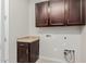 Laundry room with wood cabinets, granite counters, and hookups at 794 W Leatherwood Ave, Queen Creek, AZ 85140
