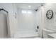Clean bathroom showcases a tile shower, modern fixtures, and built-in shelving at 1021 S Almar Cir, Mesa, AZ 85204