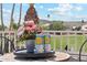 Outdoor sitting area with High Noon beverages and flowers on balcony at 1228 E Mountain Vista Dr, Phoenix, AZ 85048