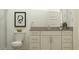Bright bathroom featuring white cabinets, modern fixtures, and stylish decor for a clean, contemporary aesthetic at 2897 E Lucky Horseshoe Ln, San Tan Valley, AZ 85140