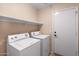 Convenient laundry room features washer, dryer, and overhead shelving at 300 W Cardinal Way, Chandler, AZ 85286