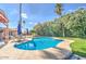 Private backyard oasis with a shimmering pool, lush greenery, and comfortable seating areas for entertaining and relaxing at 5119 N 87Th St, Scottsdale, AZ 85250