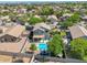 Backyard featuring a private pool, cozy seating, and well-maintained landscaping with shade trees at 6321 W Gross Ave, Phoenix, AZ 85043